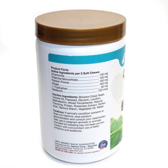 NaturVet Quiet Moments Plus Melatonin Calming Aid for Dogs 180 Count Soft Chew - Picture 2 of 4